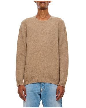 Drumohr Crewneck Knit Sweater With Ribbed Finishes - Natural