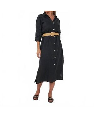 EsQualo Belt Linen Dress - Black