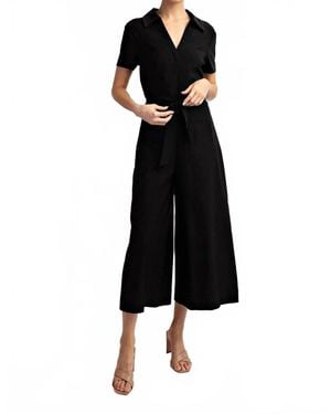 Eesome Tie Waist Crop Jumpsuit - Black