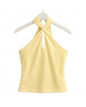Et Clet Chiffon Halter Neck Side Wrap Top - Yellow