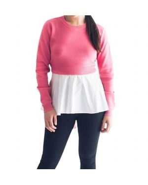 falcon park Payton Sweater & Shirt Combo Top - Pink