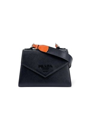 Prada Monochrome Saffiano Top Handle 2-Way Bag - Blue