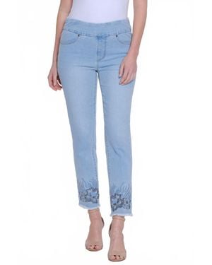 Slimsation By Multiples Sequin Embroidered Hem Jean - Blue