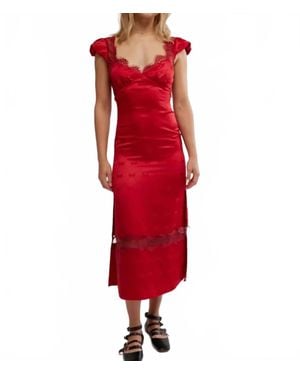 Free People Lace And Bow Pattern Dress - Red