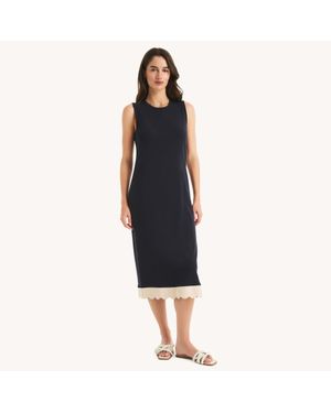 Nautica Scallop-Trim Midi Dress - Black