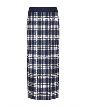 Lela Rose Plaid Jacquard Knit Pencil Skirt - Blue