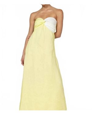 LUSANA Melody Linen Maxi Dress - Yellow