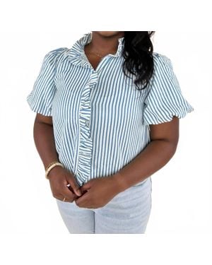 ..,merci Amabel Striped Ruffled Top - Blue