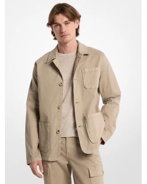Michael Kors Mk Stretch Cotton Twill Chore Jacket - Natural