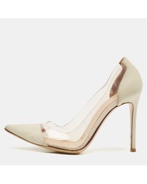 Gianvito Rossi Pearl Leather And Pvc Plexi Pumps - Natural
