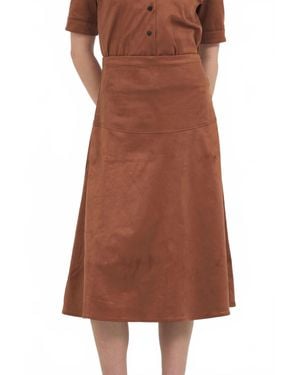 Stellah Vegan Midi Skirt - Brown
