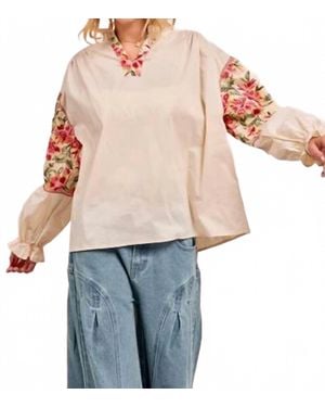 Bibi Woven Sleeve Top - White