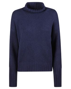 Aragona Ribbed Cashmere Turtleneck Sweater - Blue