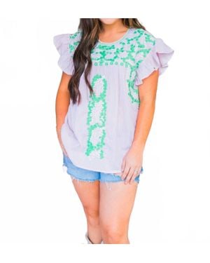 Layerz Clothing Bri Embroidered Top - Blue
