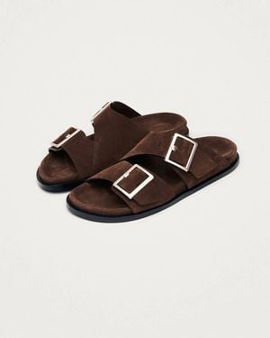 Alohas Alba Suede Leather Sandals - Brown