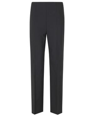Alberta Ferretti Tropical Wool Back Pockets Wool-Blend Straight-Leg Pants - Blue