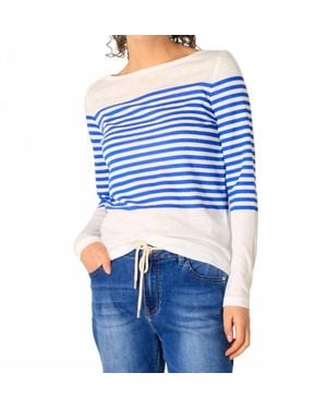 YEST Renate Boatneck Striped Sweater - Blue