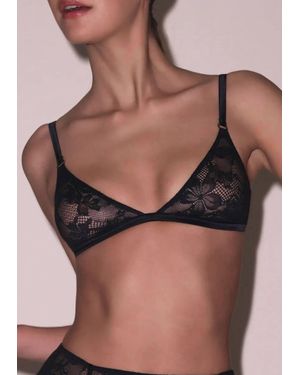 Fleur du Mal Le Stretch Lace Triangle Bra - Black