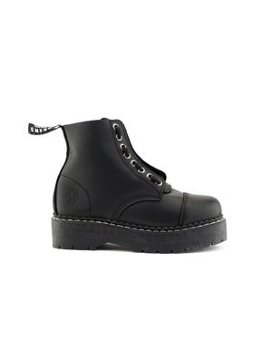 Grinders Leather Ankle Casual Zip Boots - Black