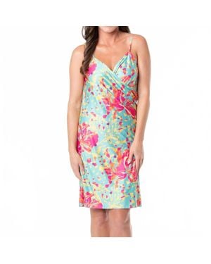 Elsie & Zoey Karina Boho Floral Tropical Reversible Swimsuit Cover Up Dress - Blue