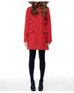BB Dakota Preston With Faux Fur Trim Hood Coat - Red
