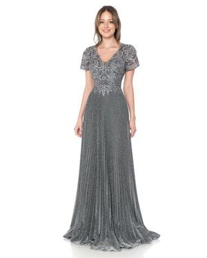TRUEDAMES Pleated Mother Of Bride Formal Gown - Gray