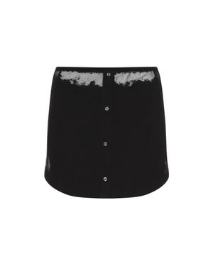 DIESEL Button-Up Mini Skirt With Cotton Blend And Artistic Detailing - Black