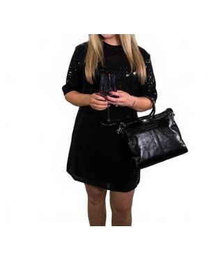 Elan Relaxed T-Shirt Fit Sequin Dress - Black