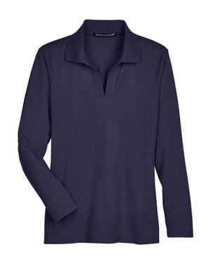 Devon & Jones Crownlux Performanceplaited Long Sleeve Polo - Blue