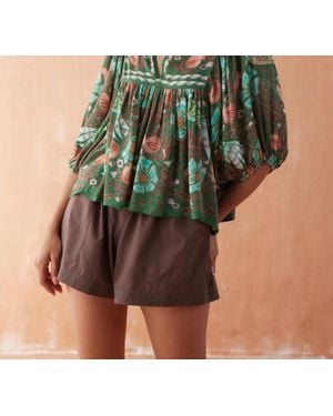 Omika Wren V-Neck Blouse - Green