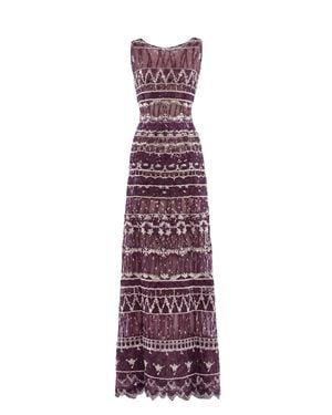 Saiid Kobeisy Embroidered Long Dress - Purple
