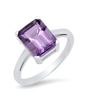 MAX + STONE 925 Sterling 8X10 Emerald Cut Gemstone Ring - Green