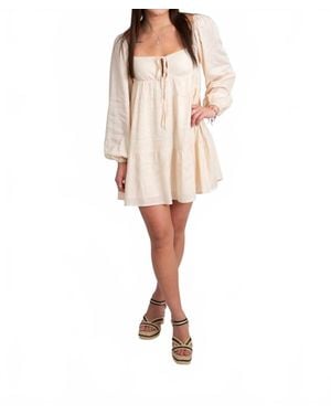In The Beginning Boho Tiered Mini Dress - Natural