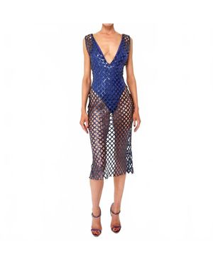 Deity Sequin Midi Dress - Blue