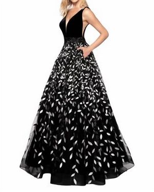 Abby Paris Velvet Floral Gown - White