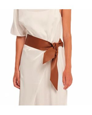 Kourbela Leather Wide Tie Belt - Brown