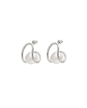 Lady Grey Jewelry Pearl Swerve Earring - Metallic
