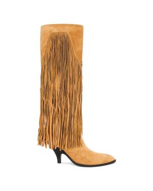 Bally Laredo Suede Fringe Long Boots, Brand Size 39 Us - Brown