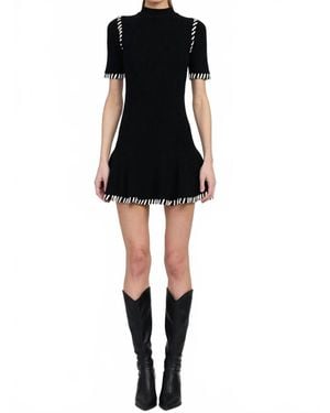 En Saison Romilla Stitch Mini Dress - Black