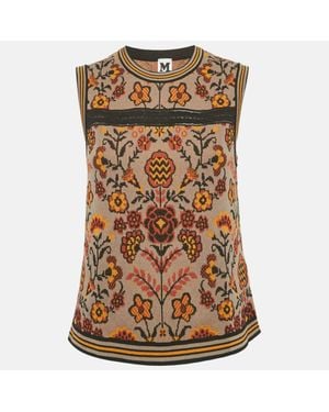 Missoni Floral Pattern Knit Sleeveless Top - Brown