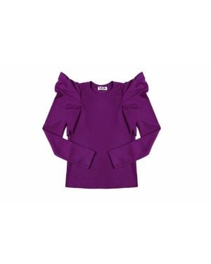 MIA Girl's Flutter Sleeve Sweater - Purple