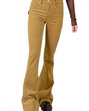 mica denim Highrise Velvet Super Flare Jeans - Yellow