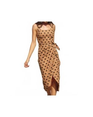 Dress Forum Polka Dot Tulip Hem Midi Wrap Dress - Black