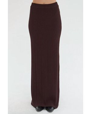 Crescent Ribbed Knit Max Skirt - Purple