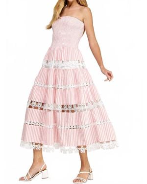 Strut & Bolt Lena Eyelet Midi Dress - Pink