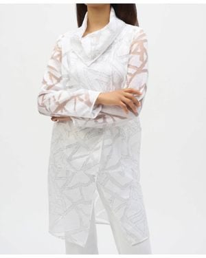 Joseph Ribkoff Abstract Organza Cocoon Jacket - White