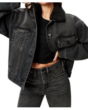 GOOD AMERICAN Oversized Trucker Jacket - Black