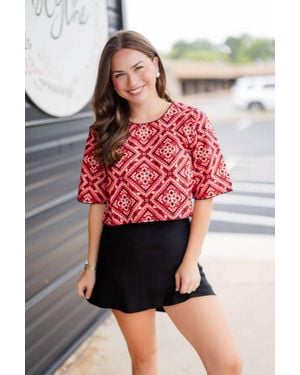 Never A Wallflower Kristy Short Sleeve Crop Top - Red