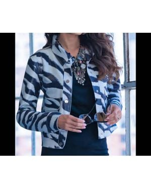 Adore Zebra Print Jacket - Blue