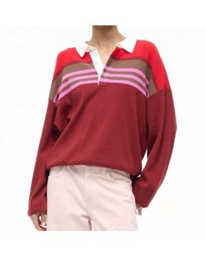 STAUD Sail Polo Knit Top - Red